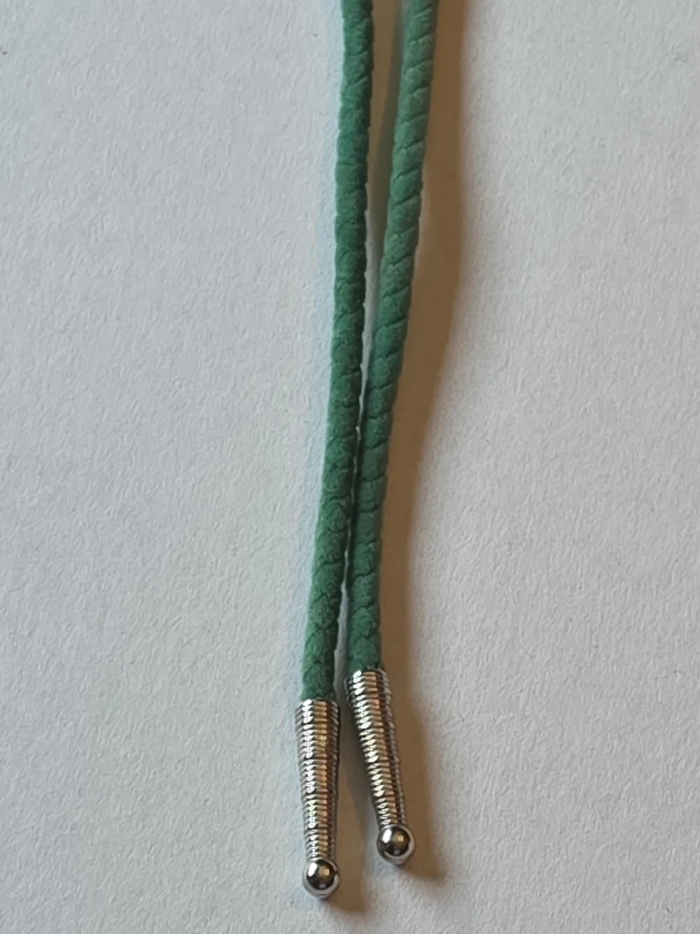 Men's Braided Green Cord Tie with Silver Tips